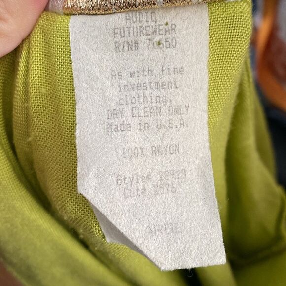 Vintage Cache Lime Green Wrap Top Long Sleeve Blouse 90s - Picture 8 of 9